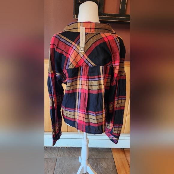 Sanctuary Women's Multicolor Plaid Collared The Cabin Button Up Shirt Size M - Picture 5 of 15